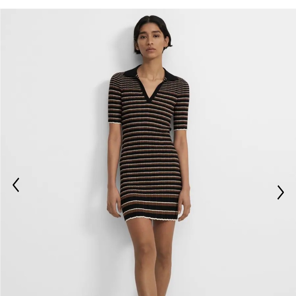 NWT Theory Striped Ribbed Collared Dress